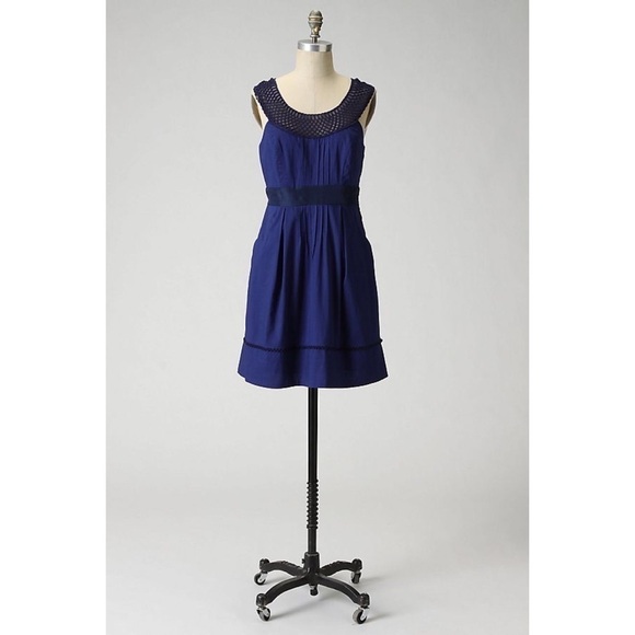 EUC Anthro Floreat Lattice Betine Blue Dress 2​​​​ - Picture 1 of 7